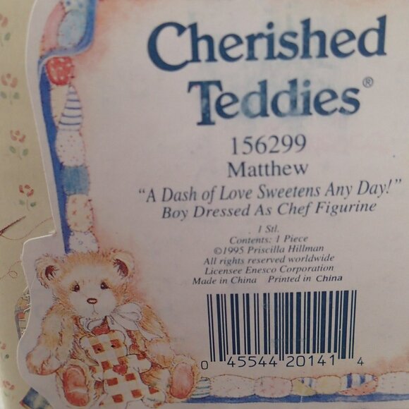 Cherished Teddies Matthew A DAsh Of Love Sweetens Any Day Boy dressed As Chef - Picture 5 of 6